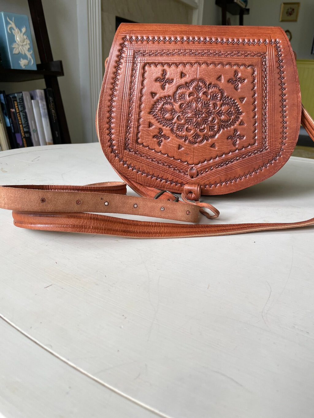 70's Style Handmade Leather Cross Body Bag