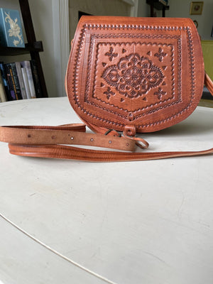 70's Style Handmade Leather Cross Body Bag