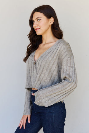 POL Hear Me Out Semi Cropped Ribbed Cardigan
