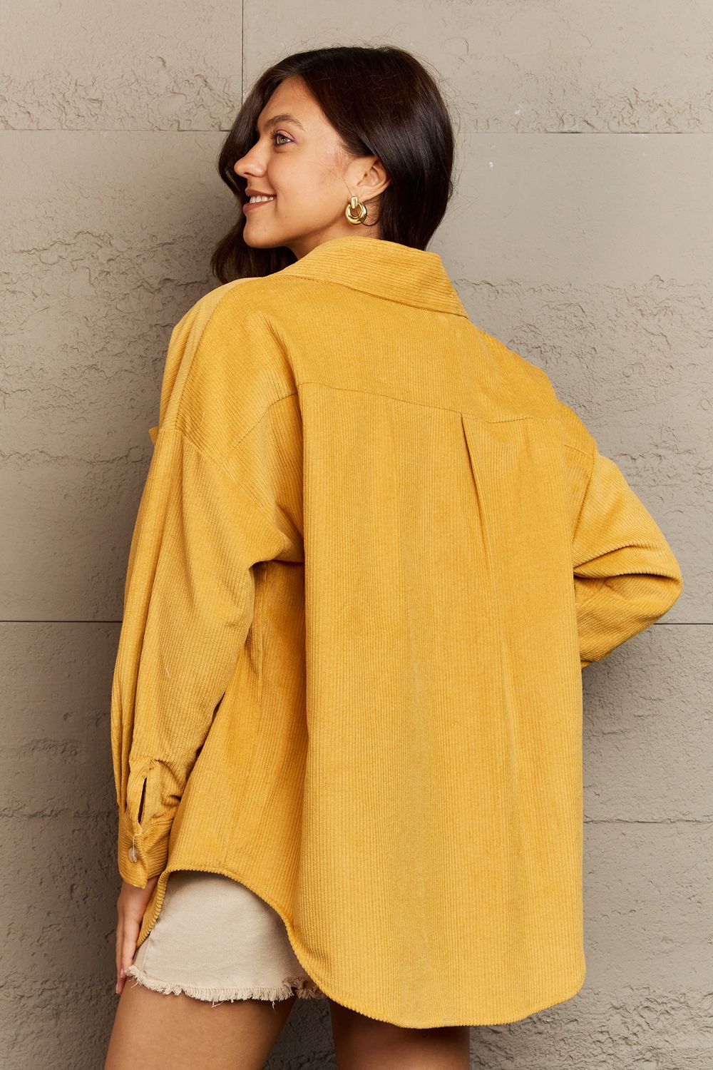 Corduroy Button-Down Long Sleeve Women's Top