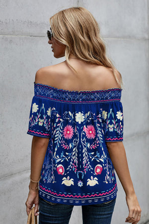 Boho Floral Off-Shoulder Blouse