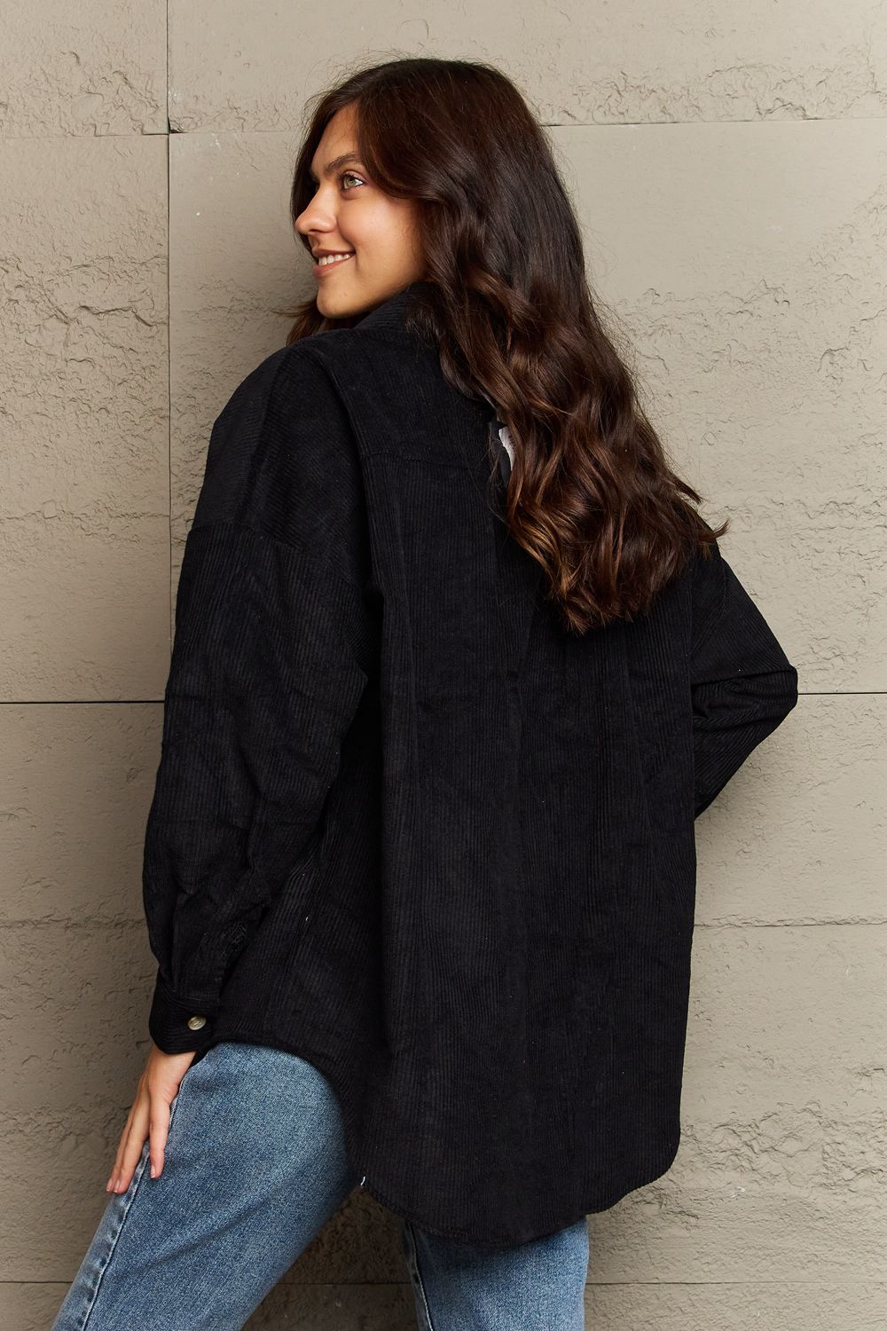 Corduroy Button-Down Long Sleeve Women's Top