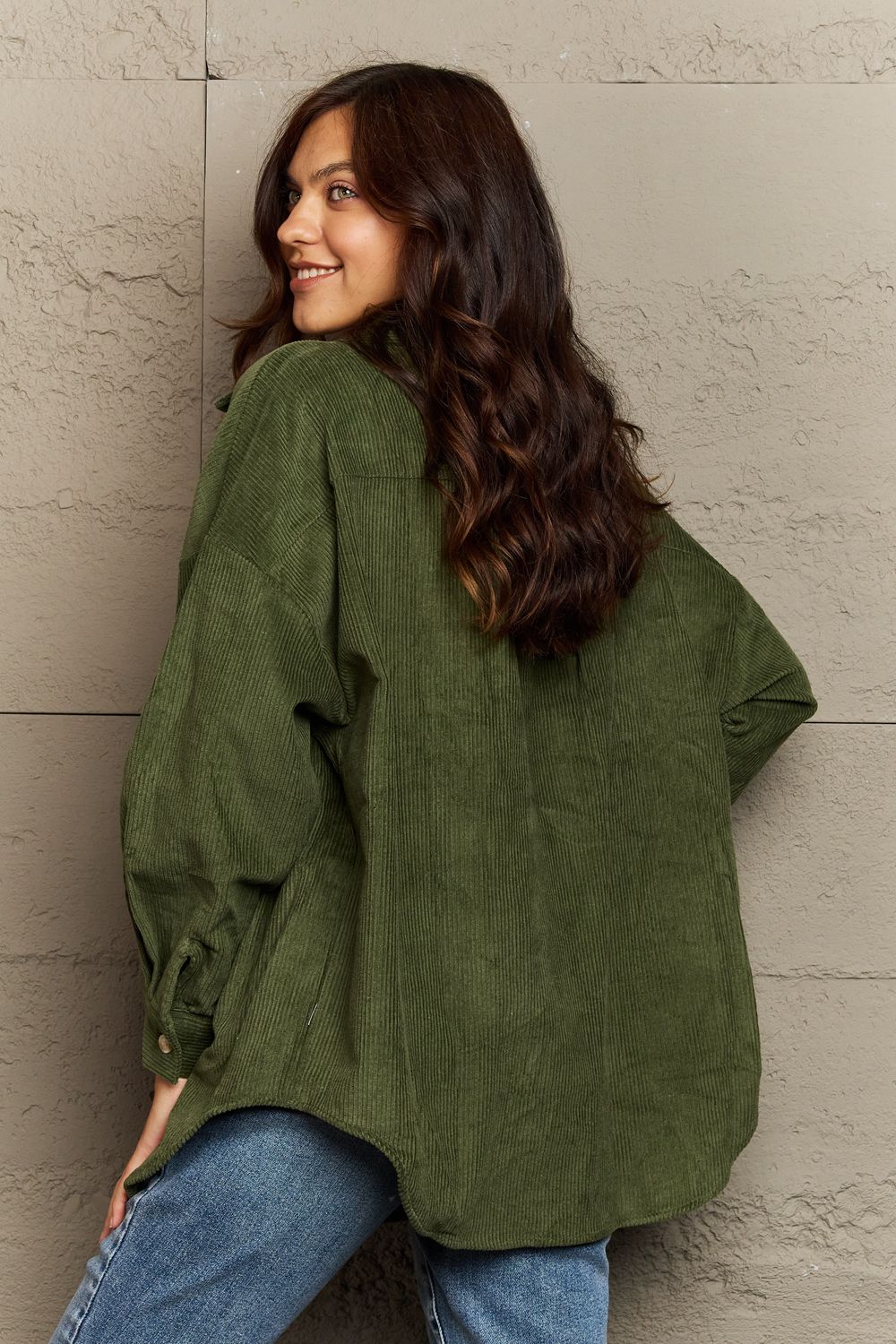 Corduroy Button-Down Long Sleeve Women's Top