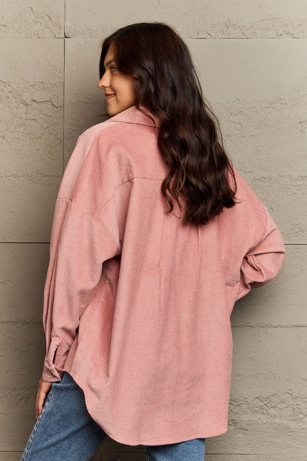 Corduroy Button-Down Long Sleeve Women's Top