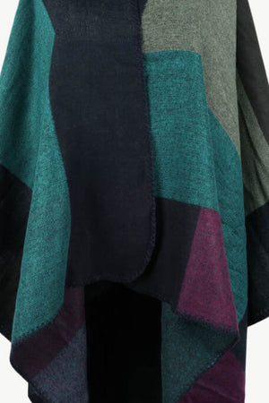 Color Block Open Front Poncho