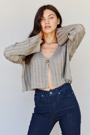 POL Hear Me Out Semi Cropped Ribbed Cardigan
