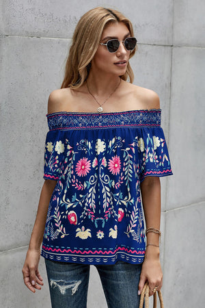 Boho Floral Off-Shoulder Blouse