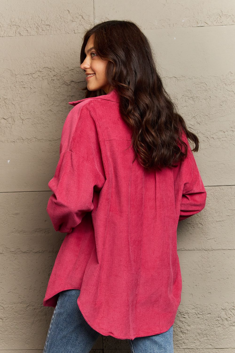 Corduroy Button-Down Long Sleeve Women's Top