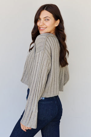POL Hear Me Out Semi Cropped Ribbed Cardigan