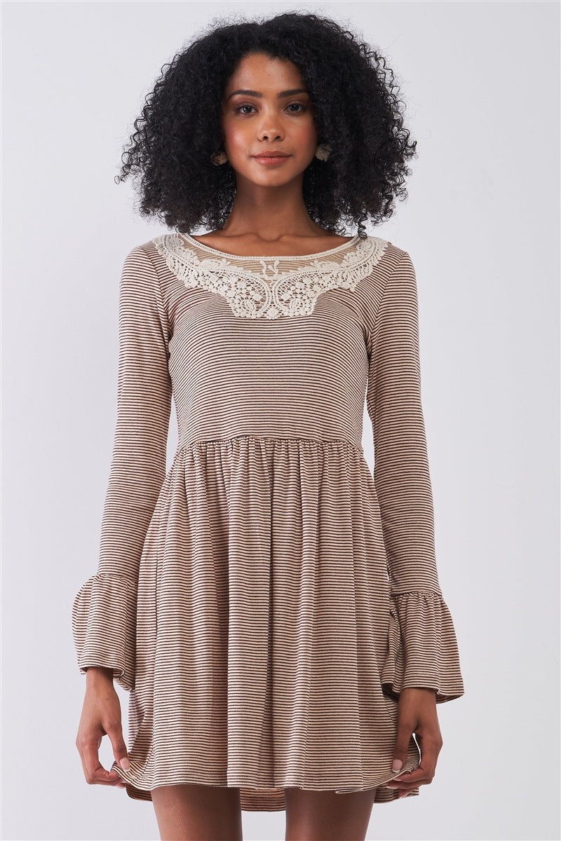 Long Sleeve With Flare Hem Mini Dress