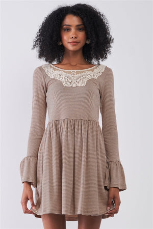 Long Sleeve With Flare Hem Mini Dress