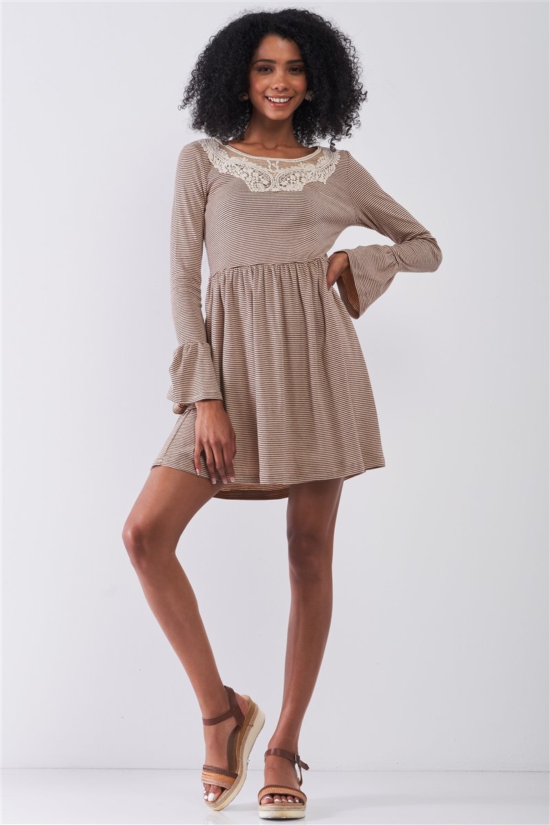 Long Sleeve With Flare Hem Mini Dress
