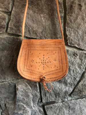 70's Style Handmade Leather Cross Body Bag