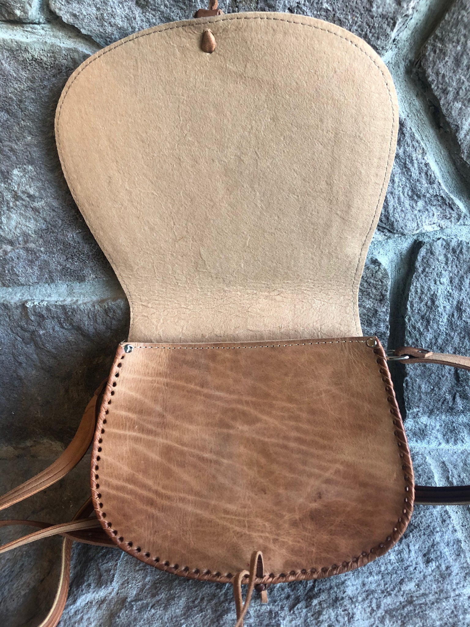 70's Style Handmade Leather Cross Body Bag