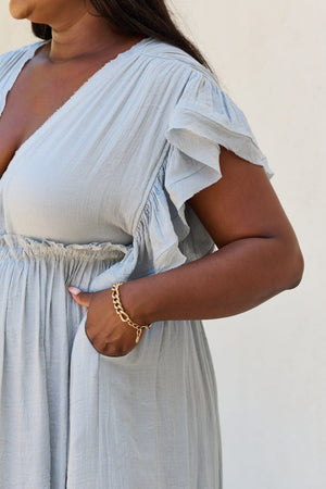 Baby Blue Butterfly Sleeve Maxi Dress