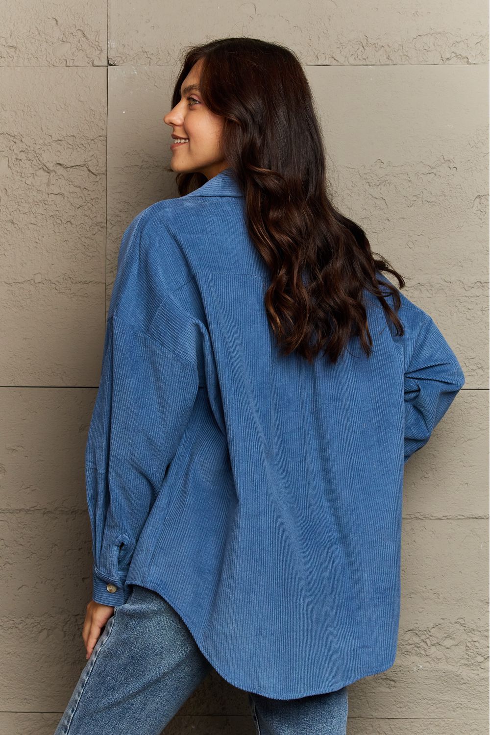 Corduroy Button-Down Long Sleeve Women's Top