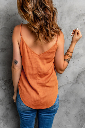 Orange Button Down Spaghetti Strap Cami