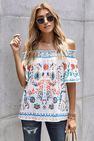 Boho Floral Off-Shoulder Blouse