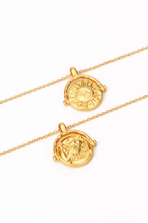 Owl and Sun Double Sided Necklace