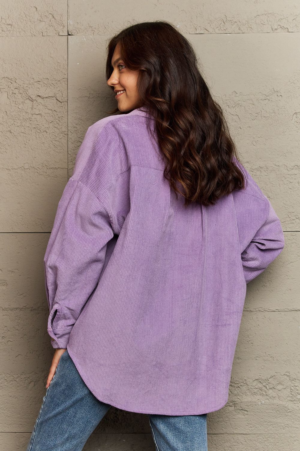 Corduroy Button-Down Long Sleeve Women's Top