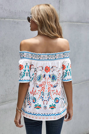 Boho Floral Off-Shoulder Blouse